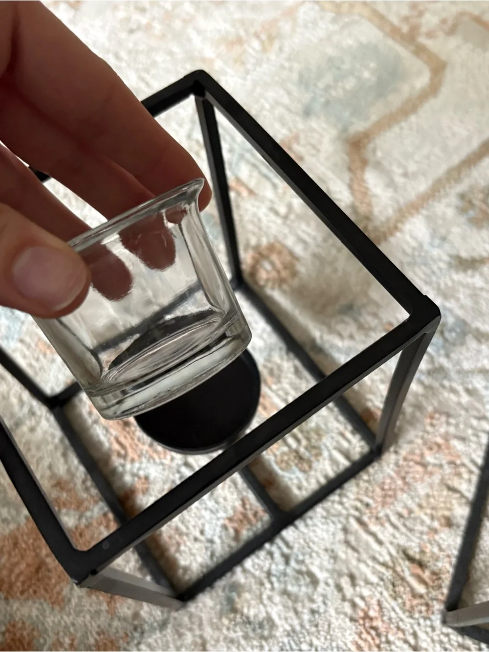 Target Black Metal Geometric Candle Holders with Glass Cups